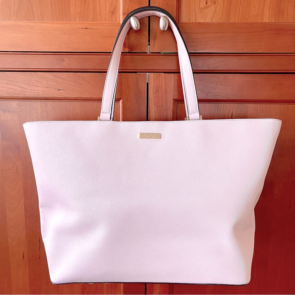 Kate Spade Newberry Lane Jules Large Spacious Leather Tote In Creamy Pink Color
